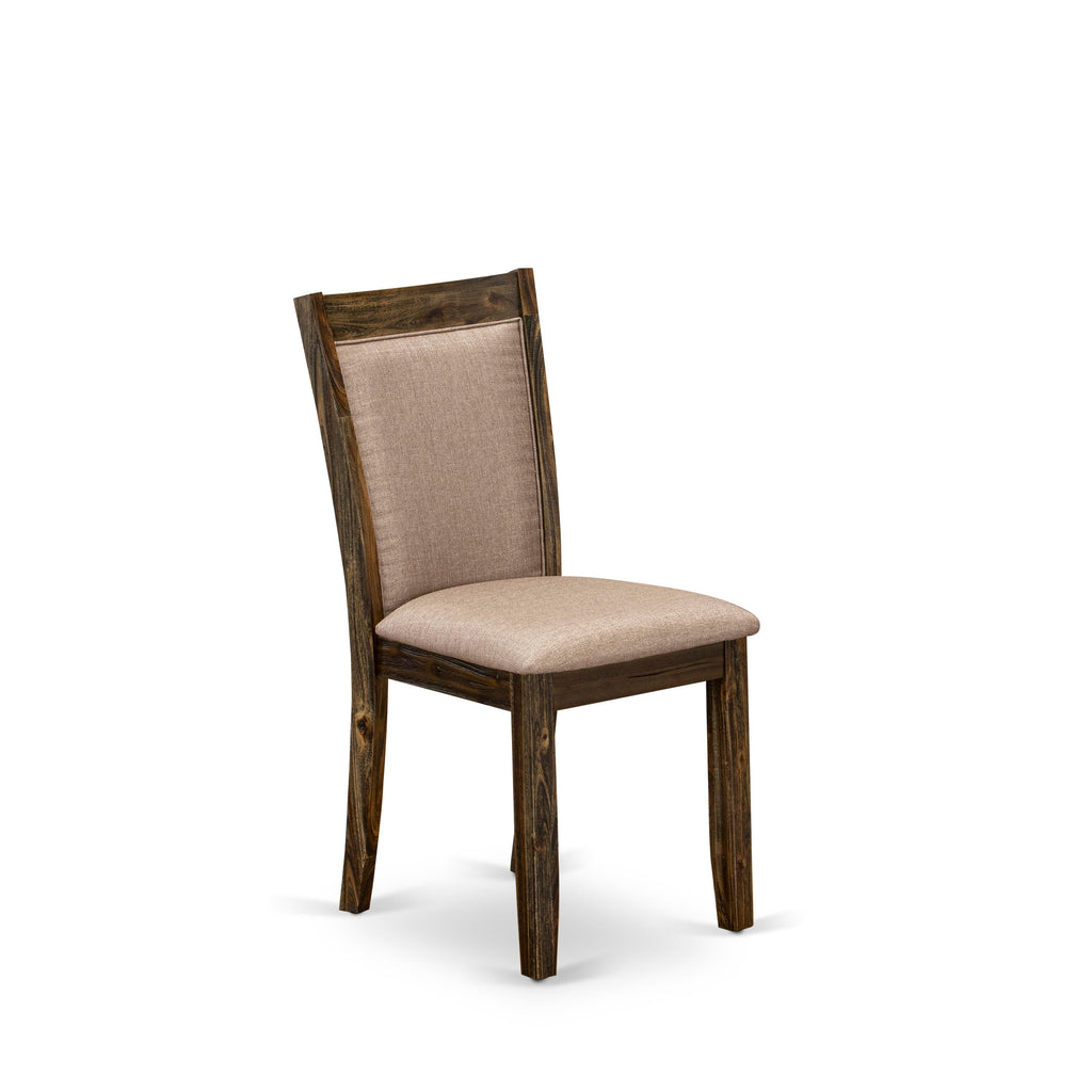 East West Furniture MZC7T16 Monza Kitchen Chairs Set of 2 - Dark Khaki Linen Fabric Seat and High Chair Back - Distressed Jacobean Finish (SET OF 2)