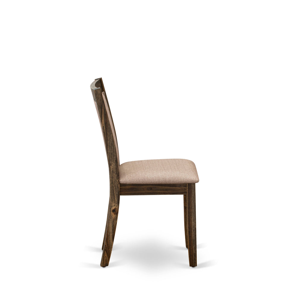 East West Furniture MZC7T16 Monza Kitchen Chairs Set of 2 - Dark Khaki Linen Fabric Seat and High Chair Back - Distressed Jacobean Finish (SET OF 2)