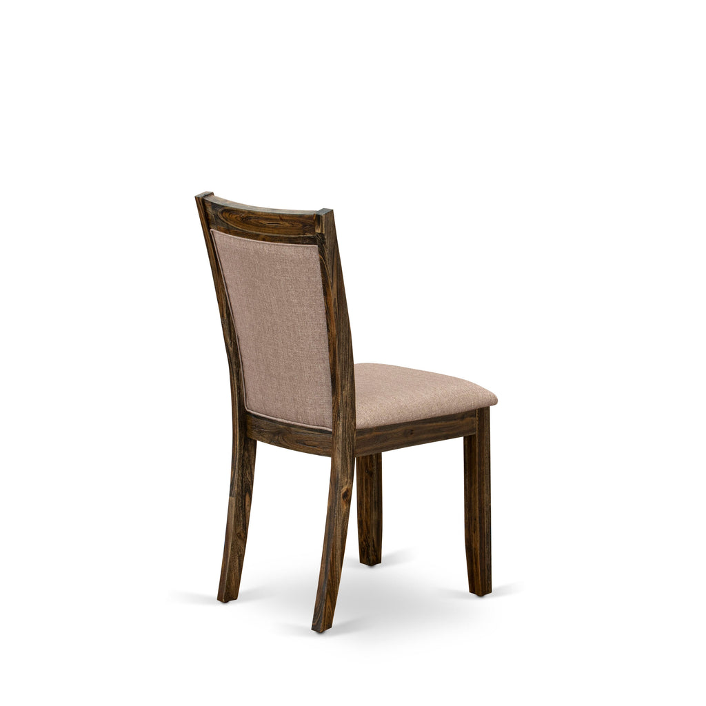 East West Furniture MZC7T16 Monza Kitchen Chairs Set of 2 - Dark Khaki Linen Fabric Seat and High Chair Back - Distressed Jacobean Finish (SET OF 2)