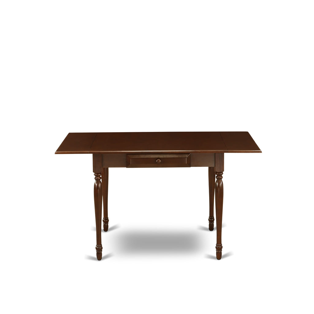 East West Furniture MZT-MAH-T Monza Kitchen Table - a Rectangle Dining Table Top with Dropleaf & Stylish Legs