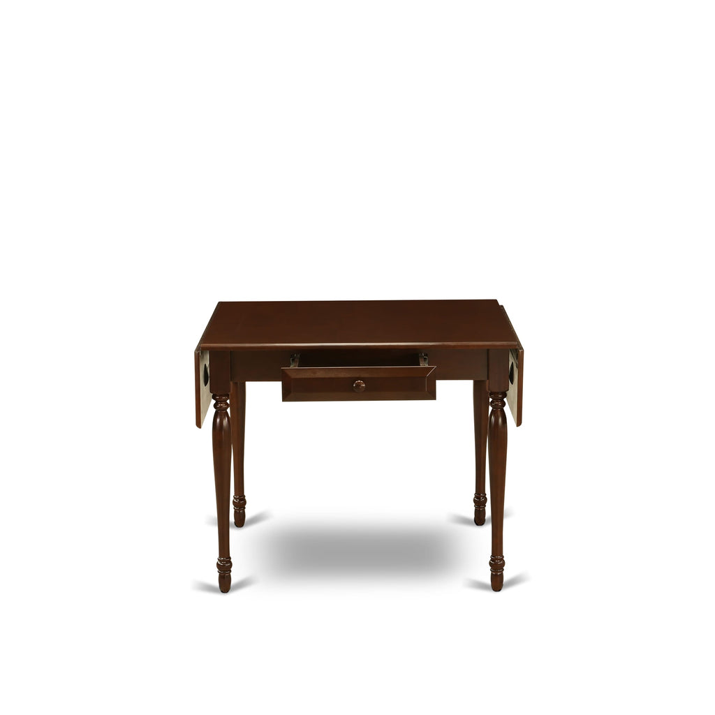 East West Furniture MZT-MAH-T Monza Kitchen Table - a Rectangle Dining Table Top with Dropleaf & Stylish Legs