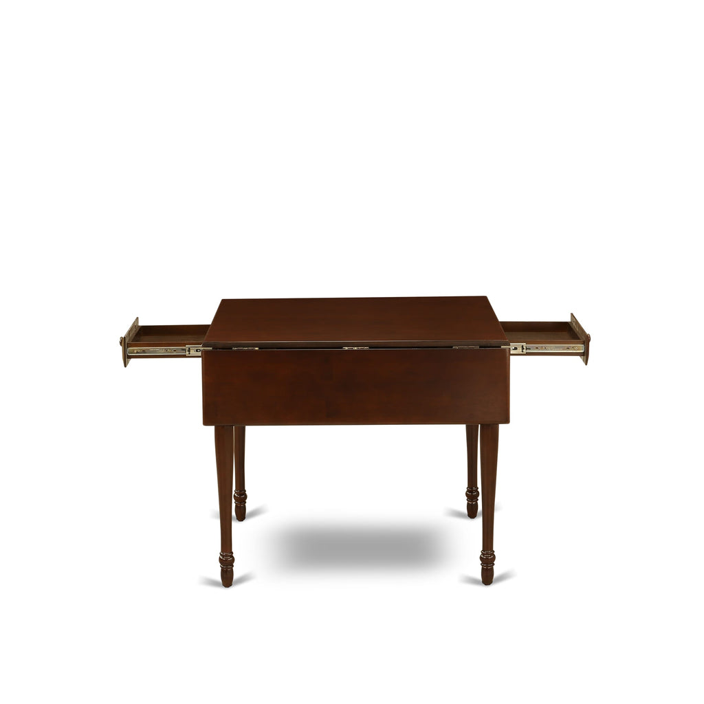 East West Furniture MZT-MAH-T Monza Kitchen Table - a Rectangle Dining Table Top with Dropleaf & Stylish Legs