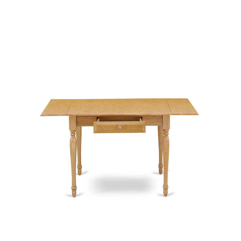 East West Furniture MZT-OAK-T Monza Modern Kitchen Table - a Rectangle Dining Table Top with Dropleaf & Stylish Legs
