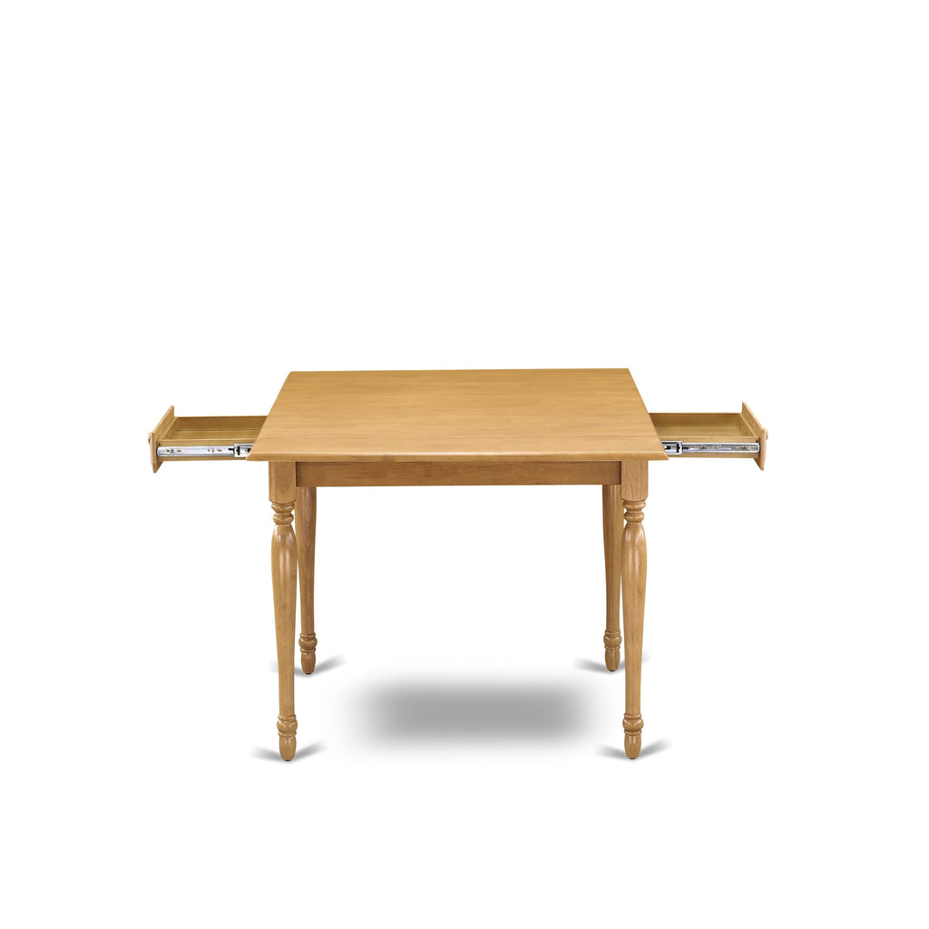 East West Furniture MZT-OAK-T Monza Modern Kitchen Table - a Rectangle Dining Table Top with Dropleaf & Stylish Legs