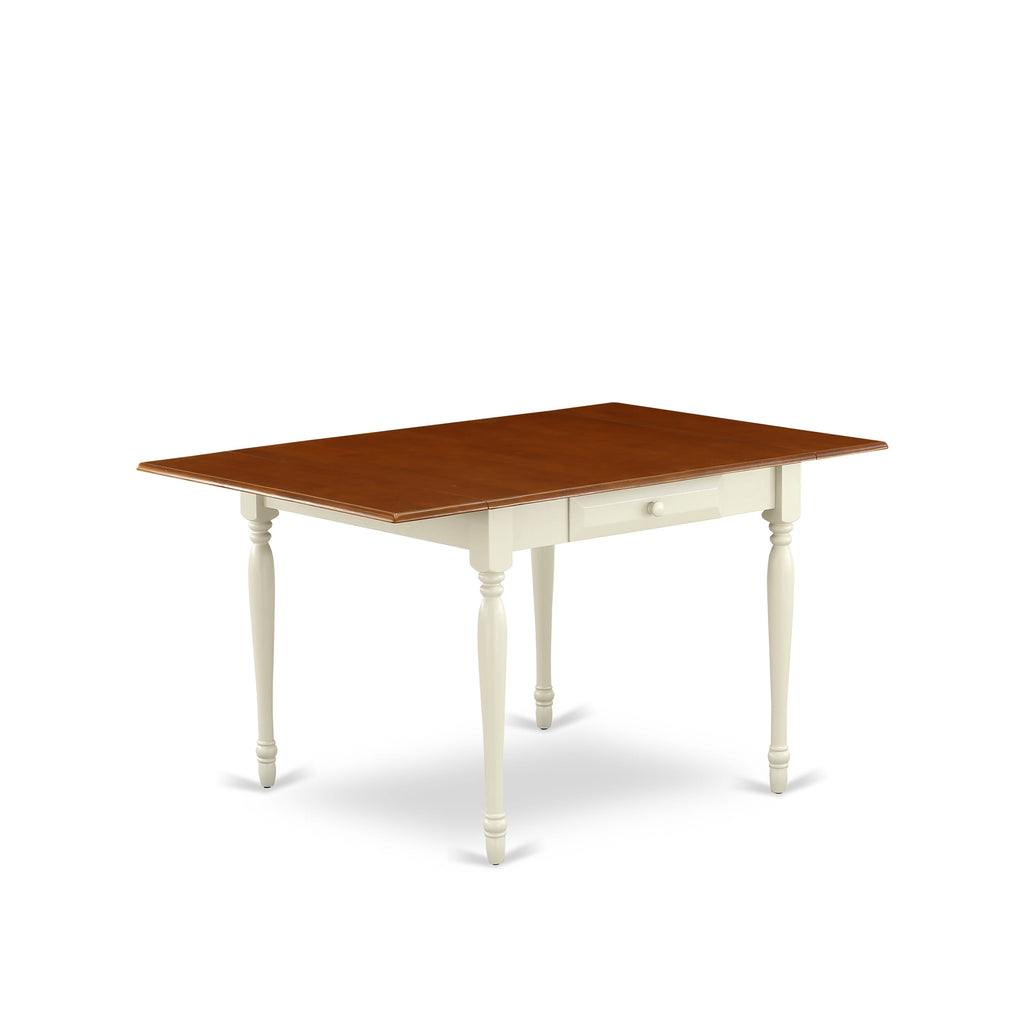 East West Furniture MZT-WHI-T Monza Modern Kitchen Table - a Rectangle Dining Table Top with Dropleaf & Stylish Legs