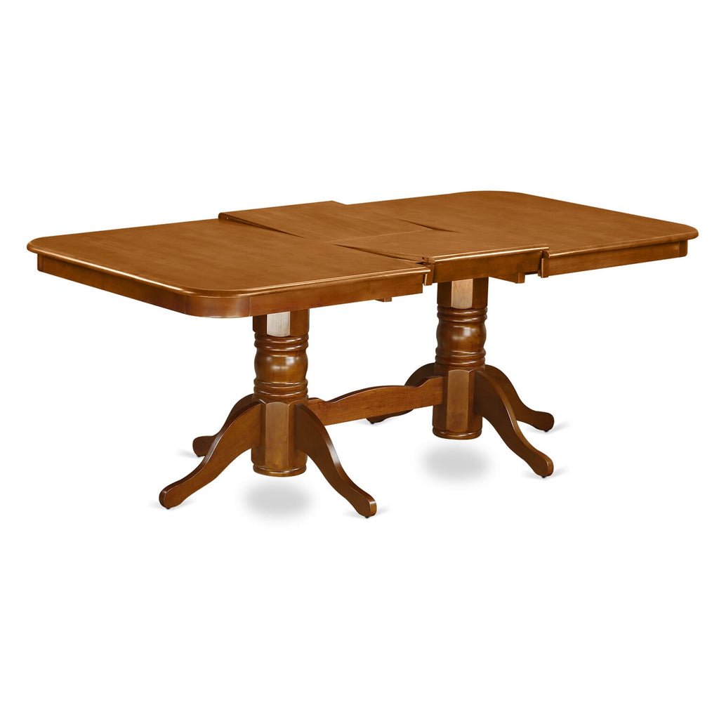 East West Furniture NAT-SBR-TP Napoleon Dining Table - a Rectangle Wooden Table Top with Butterfly Leaf & Double Pedestal Base