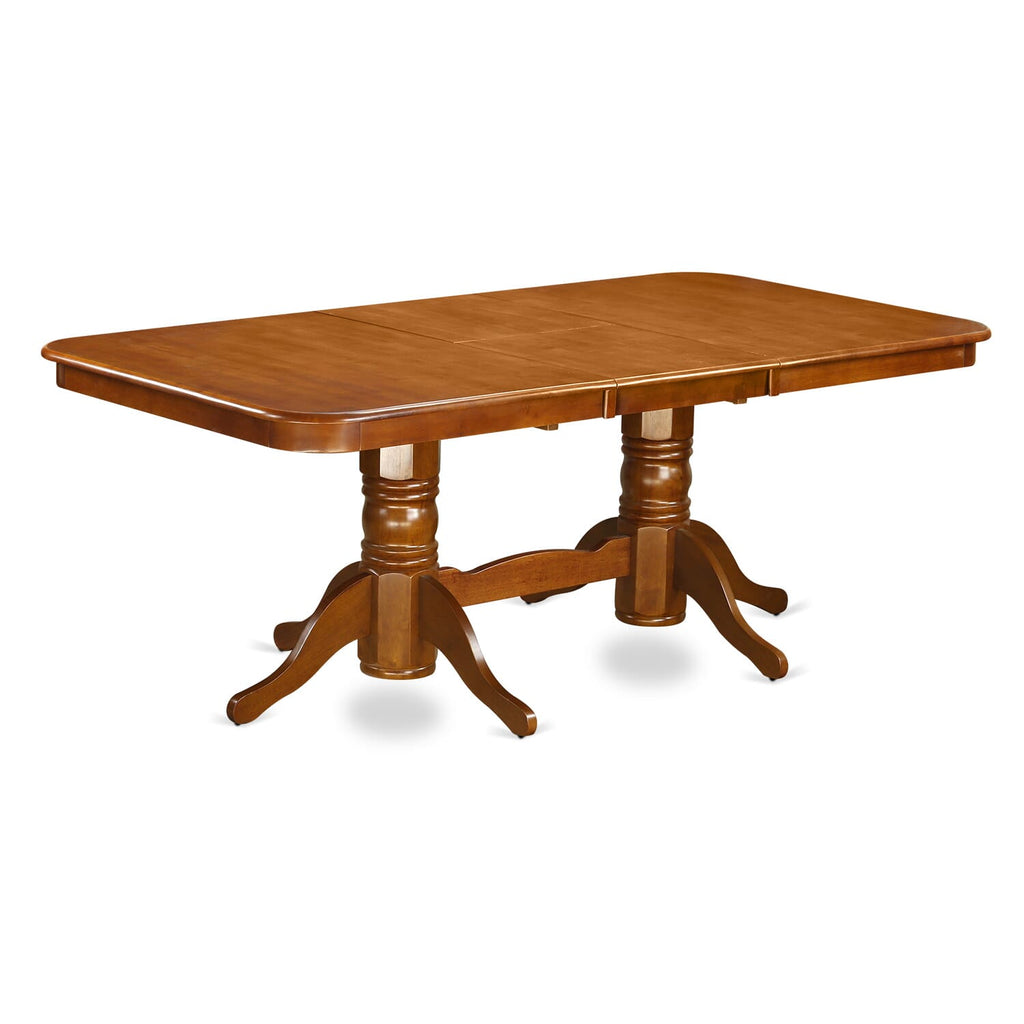 East West Furniture NAT-SBR-TP Napoleon Dining Table - a Rectangle Wooden Table Top with Butterfly Leaf & Double Pedestal Base