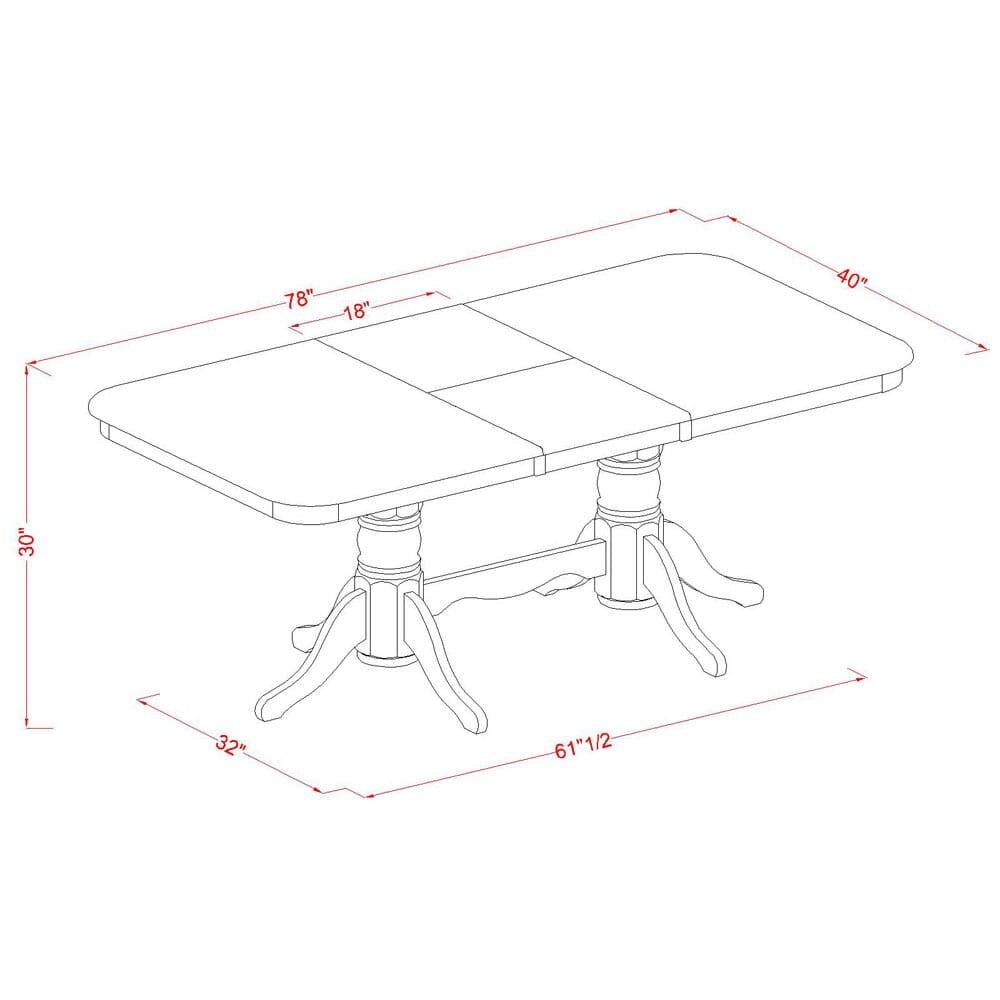 East West Furniture NAT-WHI-TP Napoleon Kitchen Table - a Rectangle Dining Table Top with Butterfly Leaf & Double Pedestal Base