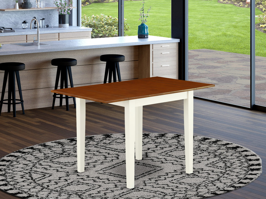 East West Furniture NDT-WHI-T Norden Modern Dining Table - a Rectangle Kitchen Table Top with Dropleaf & Stylish Legs