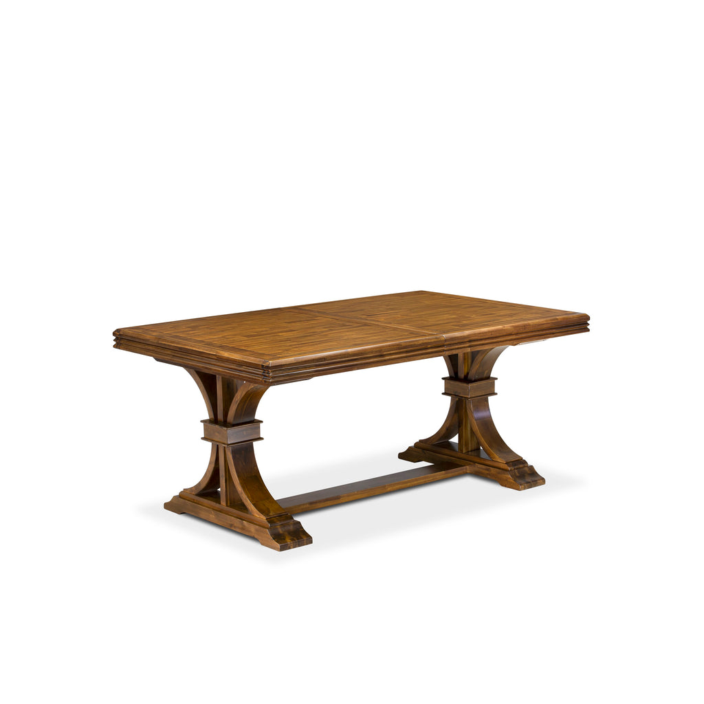Luxe by East West Furniture NETY7-AWA-28 7-piece Dining Table Set conists of a Kitchen Table and 6 Beige PU Leather. Dining room Chairs with High Back-Antique Walnut Finish