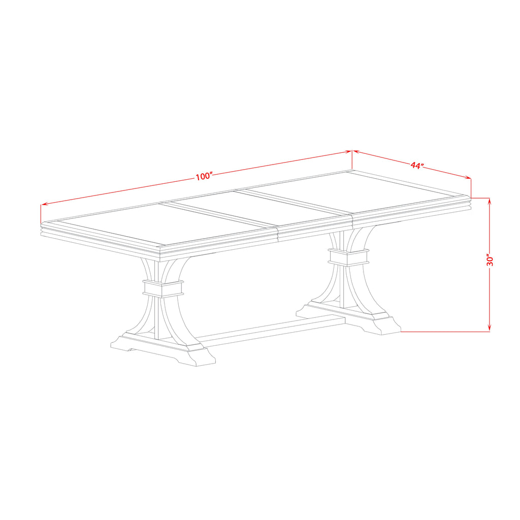 Luxe by East West Furniture NELA9-AWA-05 9 Pieces Dining table set includes a Rectangular Kitchen Table and 8 Grey Linen Fabric Dining Room Chairs, Antique Walnut finish