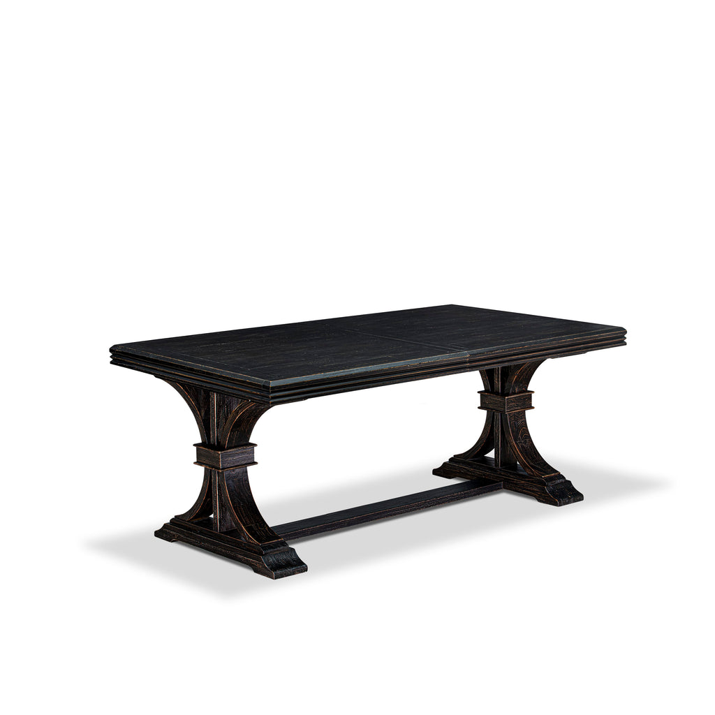 Luxe by East West Furniture - NET-SBB-TP - a Mid-Century Kitchen Table with Removable Rectangular tabletop  Sand Blasting Black Finish