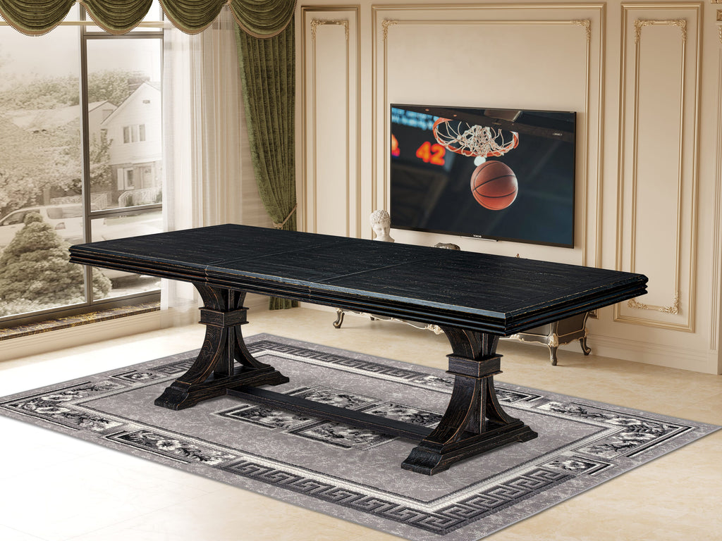 Luxe by East West Furniture - NET-SBB-TP - a Mid-Century Kitchen Table with Removable Rectangular tabletop  Sand Blasting Black Finish