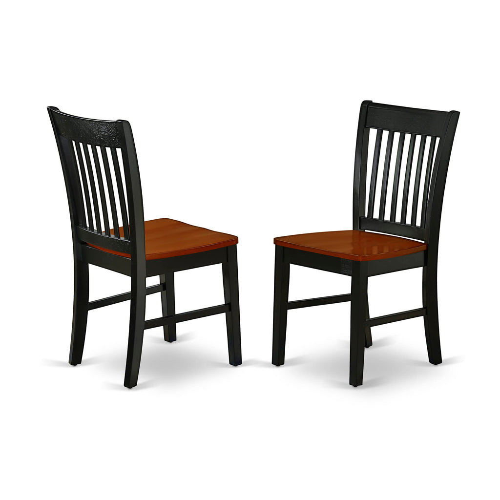 East West Furniture ANNO3-BCH-W 3 Piece Kitchen Table & Chairs Set Contains a Round Dining Room Table with Pedestal and 2 Solid Wood Seat Chairs, 36x36 Inch, Black & Cherry
