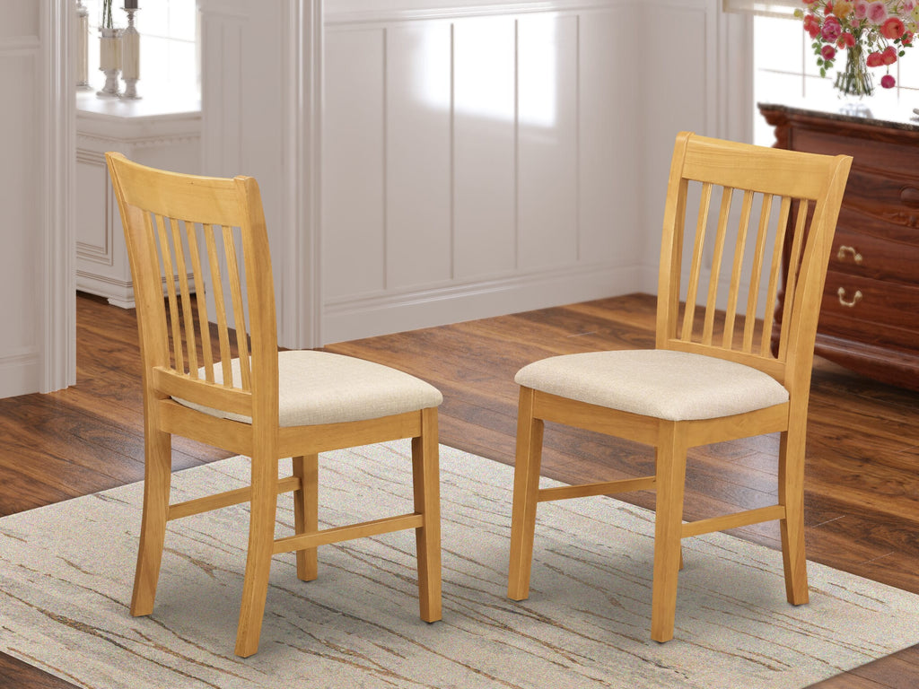 East West Furniture NFC-OAK-C Norfolk Kitchen Dining Chairs - Linen Fabric Upholstered Wood Chairs