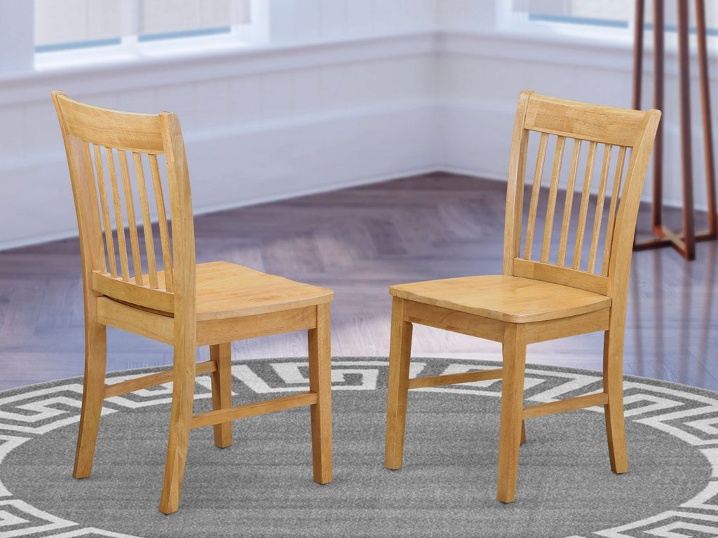 East West Furniture NFC-OAK-W Norfolk Dining Chairs - Slat Back Wooden Seat Chairs