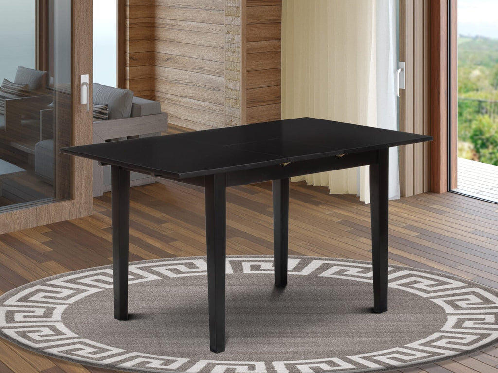 East West Furniture NFT-BLK-T Norfolk Kitchen Table - a Rectangle Dining Table Top with Butterfly Leaf, 32x54 Inch, Black