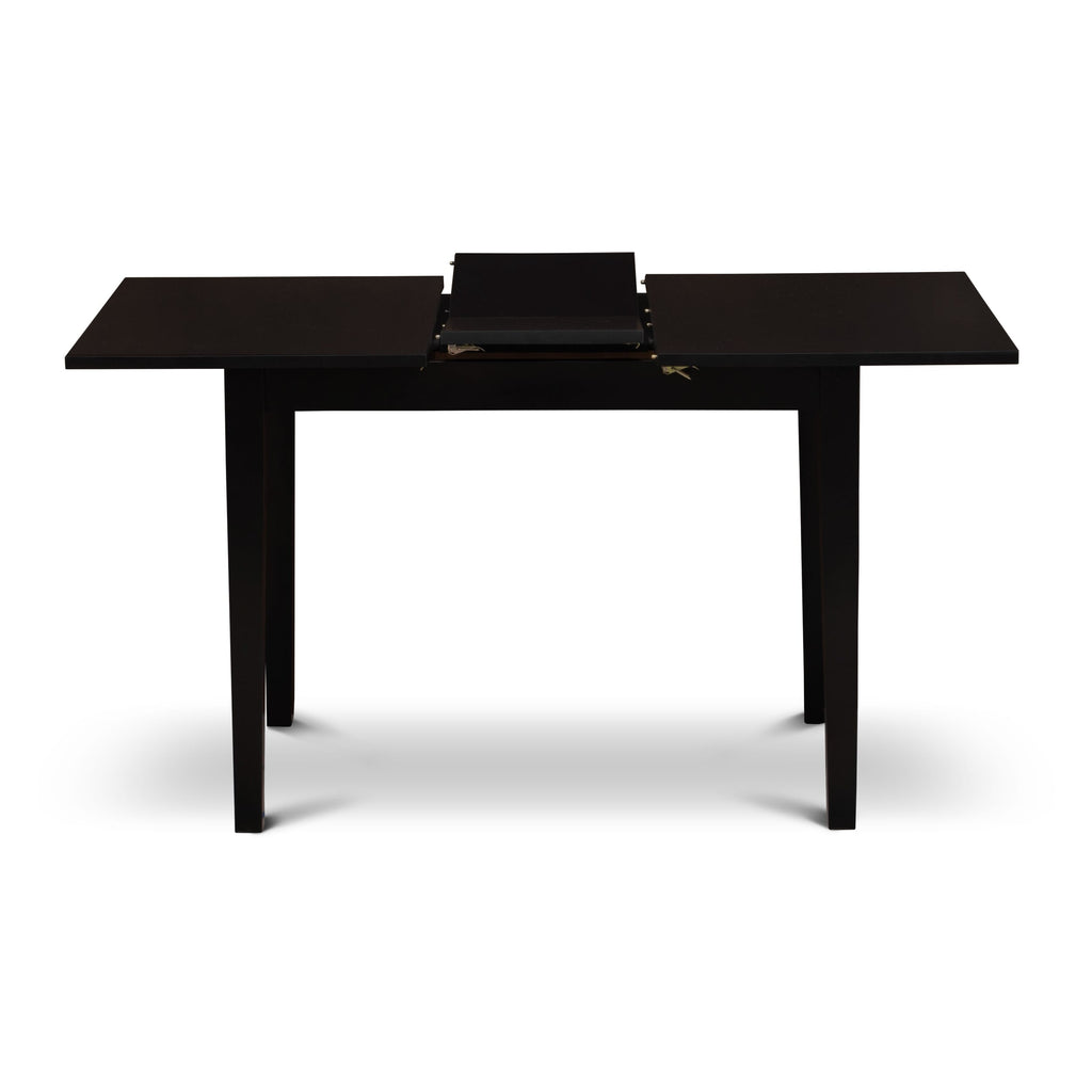 East West Furniture NFT-BLK-T Norfolk Kitchen Table - a Rectangle Dining Table Top with Butterfly Leaf, 32x54 Inch, Black