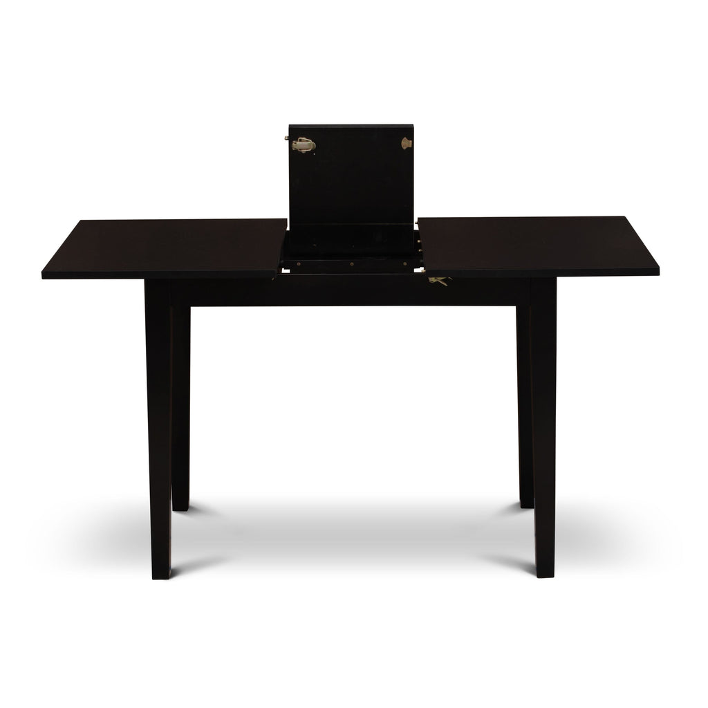 East West Furniture NFT-BLK-T Norfolk Kitchen Table - a Rectangle Dining Table Top with Butterfly Leaf, 32x54 Inch, Black
