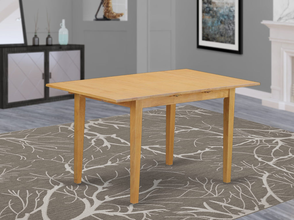 East West Furniture NFT-OAK-T Norfolk Kitchen Dining Table - a Rectangle Solid Wood Table Top with Butterfly Leaf