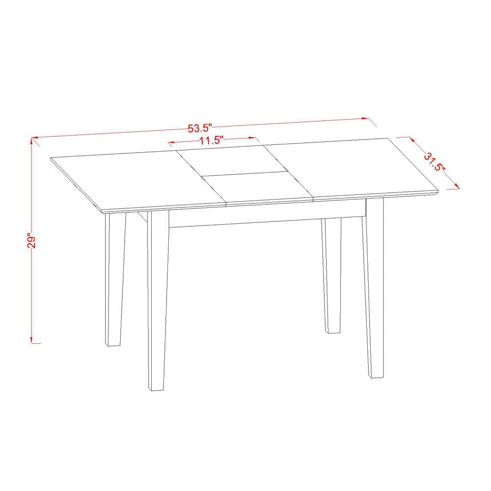 East West Furniture NFT-OAK-T Norfolk Kitchen Dining Table - a Rectangle Solid Wood Table Top with Butterfly Leaf