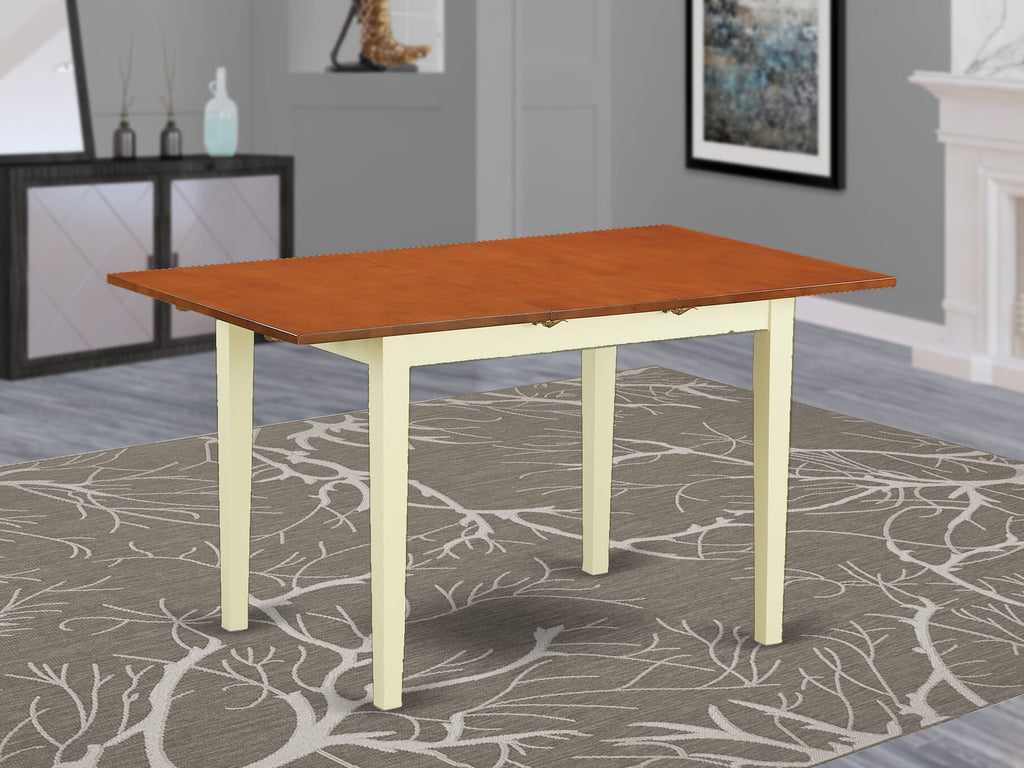 East West Furniture NFT-WHI-T Norfolk Kitchen Dining Table - a Rectangle Wooden Table Top with Butterfly Leaf