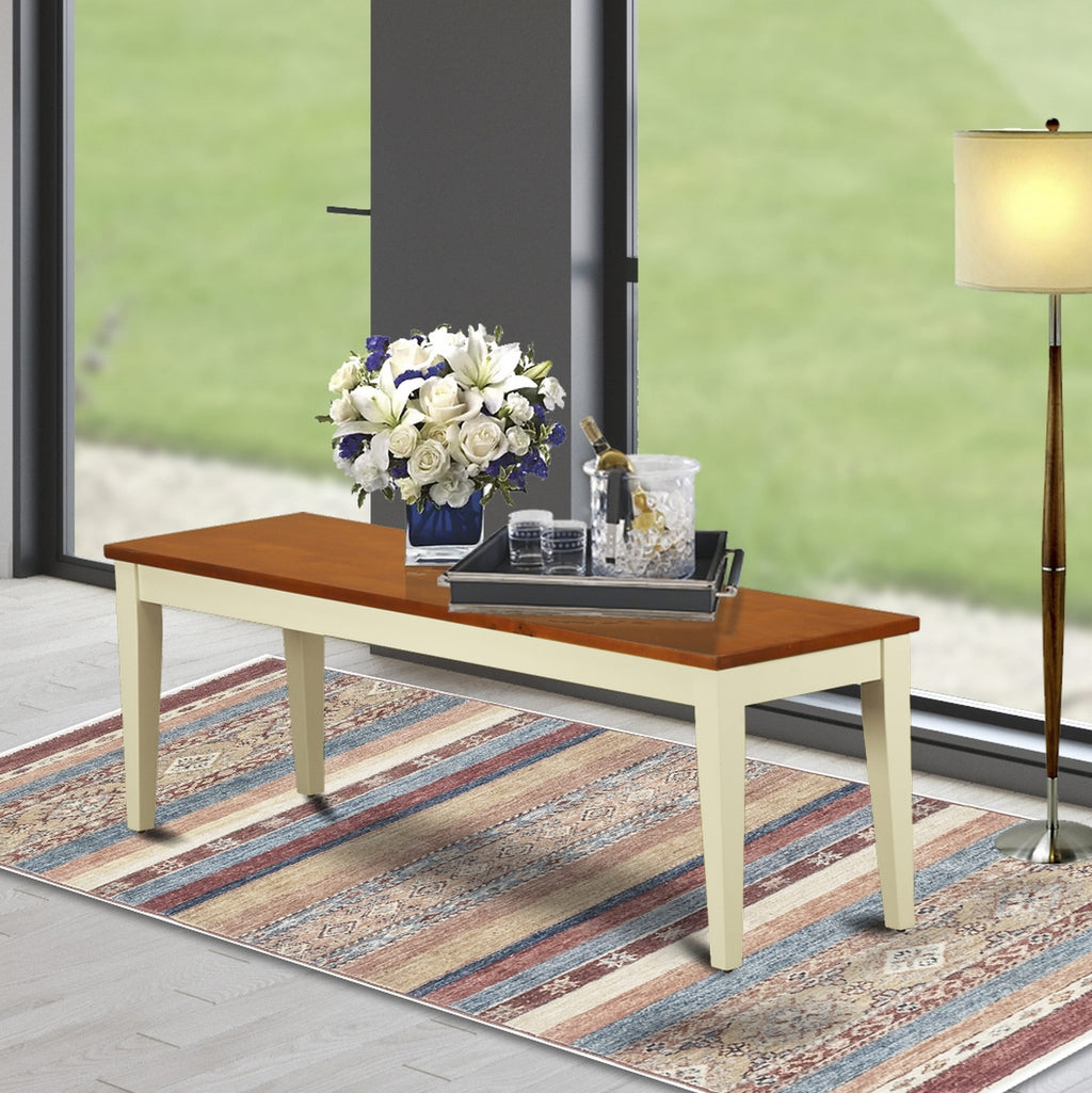 East West Furniture NIB-WHI-W Nicoli Dining Room Bench with Wood Seat