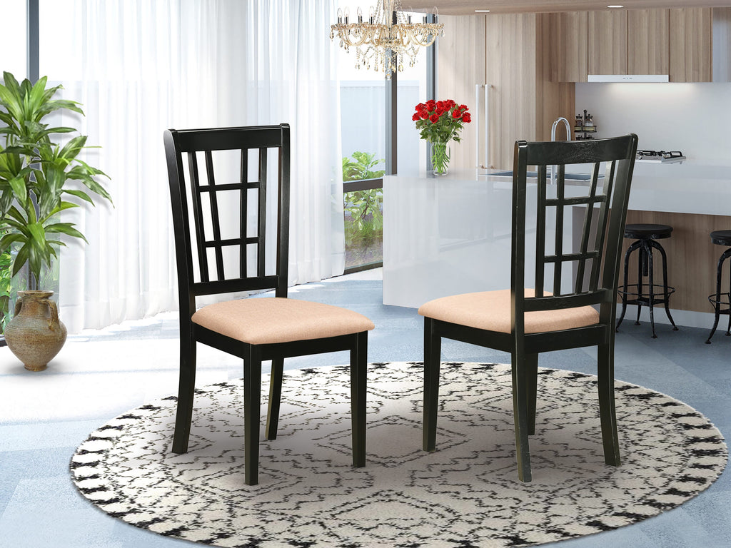 East West Furniture NIC-BLK-C Nicoli Kitchen Dining Chairs - Linen Fabric Upholstered Wood Chairs