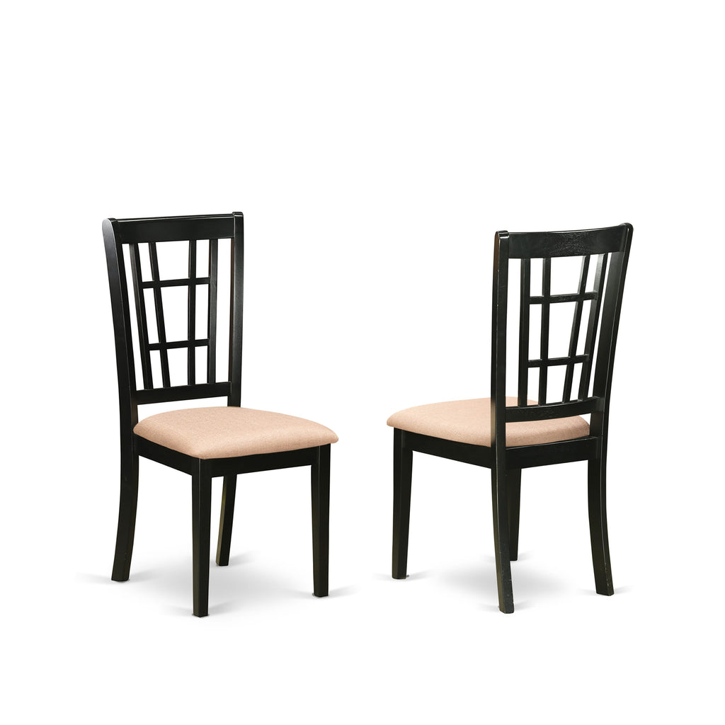 East West Furniture NIC-BLK-C Nicoli Kitchen Dining Chairs - Linen Fabric Upholstered Wood Chairs
