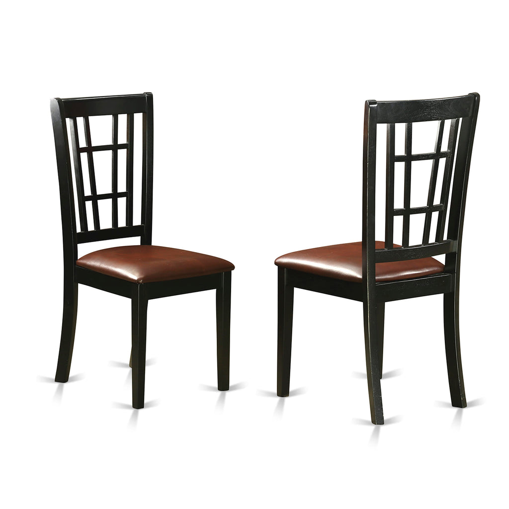 East West Furniture NIC-BLK-LC Nicoli Dining Room Chairs - Faux Leather Upholstered Wood Chairs