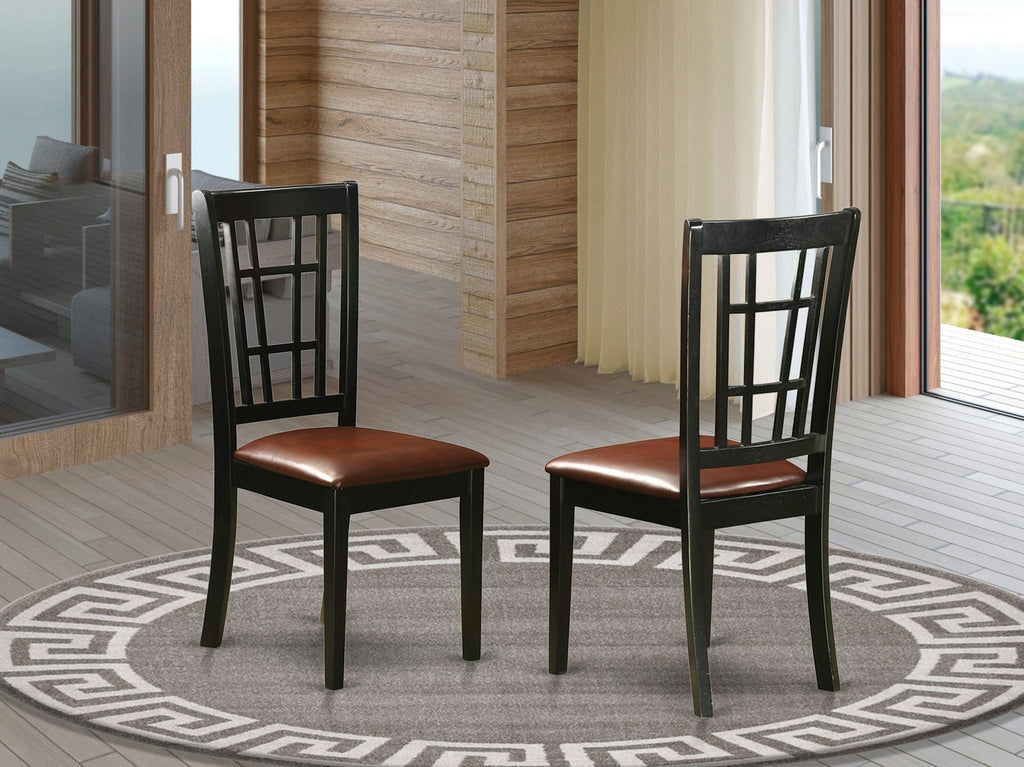 East West Furniture NIC-BLK-LC Nicoli Dining Room Chairs - Faux Leather Upholstered Wood Chairs