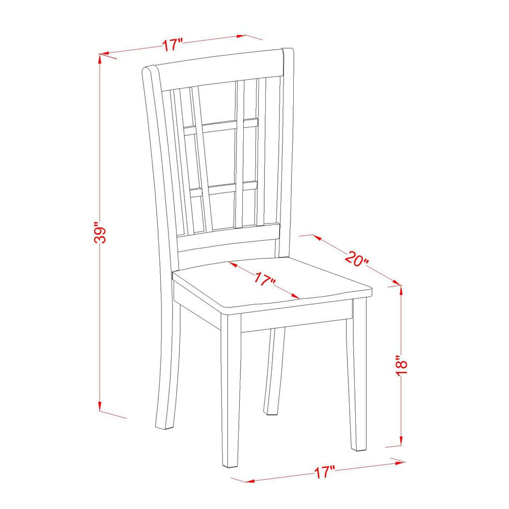 East West Furniture NIC-BLK-W Nicoli Dining Room Chairs - Stylish Back Solid Wood Seat Chairs