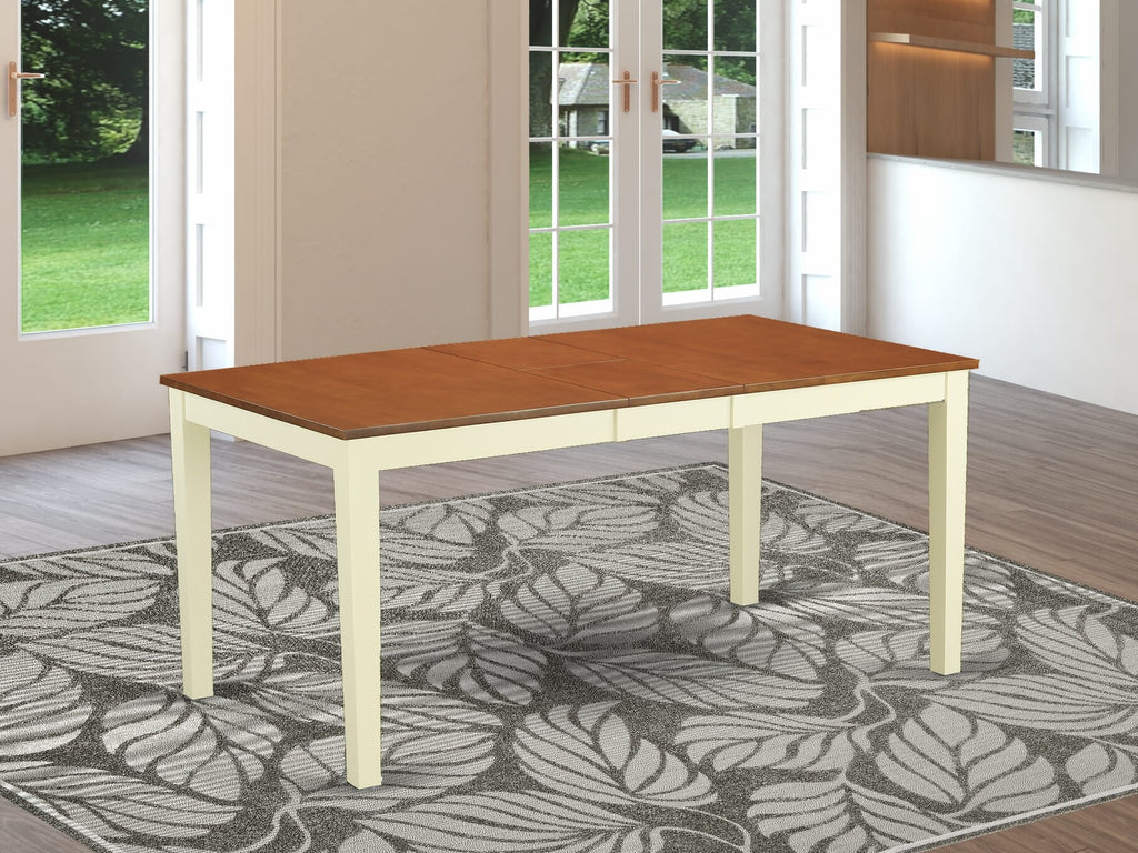 East West Furniture NIT-WHI-T Nicoli Modern Dining Table - a Rectangle Kitchen Table Top with Butterfly Leaf