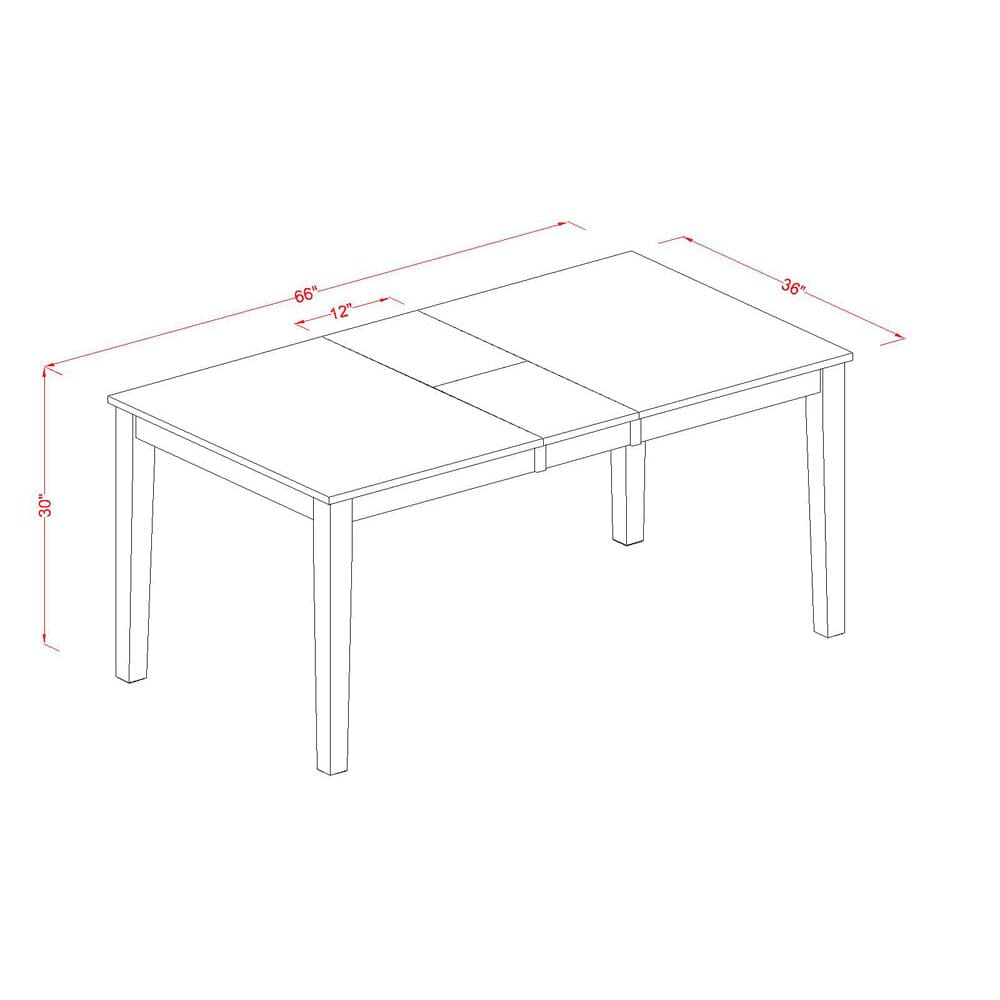East West Furniture NIT-WHI-T Nicoli Modern Dining Table - a Rectangle Kitchen Table Top with Butterfly Leaf