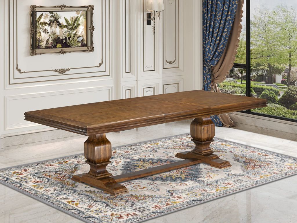 Luxe by East West Furniture NKTY5-AWA-28 5-piece Modern Dining Table Set consists of a Kitchen Table and 4 Beige PU Leather Dining room Chairs with High Back-Antique Walnut Finish