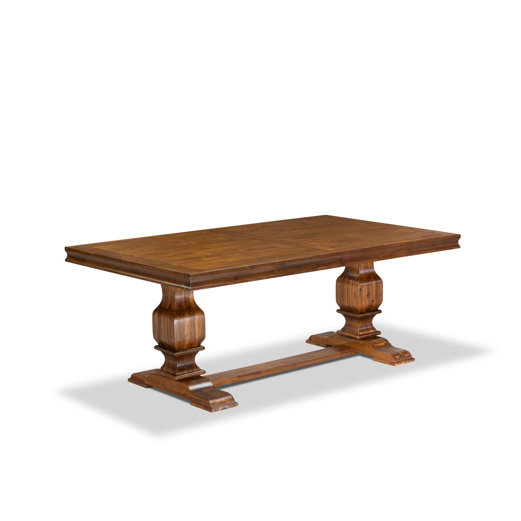 Luxe by East West Furniture NKLA9-AWA-05 9 Pieces Dining table set consists of a Rectangular Kitchen Table and 8 Grey Linen Fabric Dining Room Chairs, Antique Walnut finish