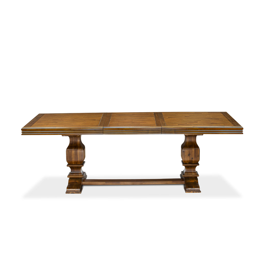 Luxe by East West Furniture NKVE7-AWA-24 7-piece Mid-Century Dining Table Set consists of a Dining Table and 6 Black Linen Fabric Kitchen Chairs with Button tufted Back - Antique Walnut Finish