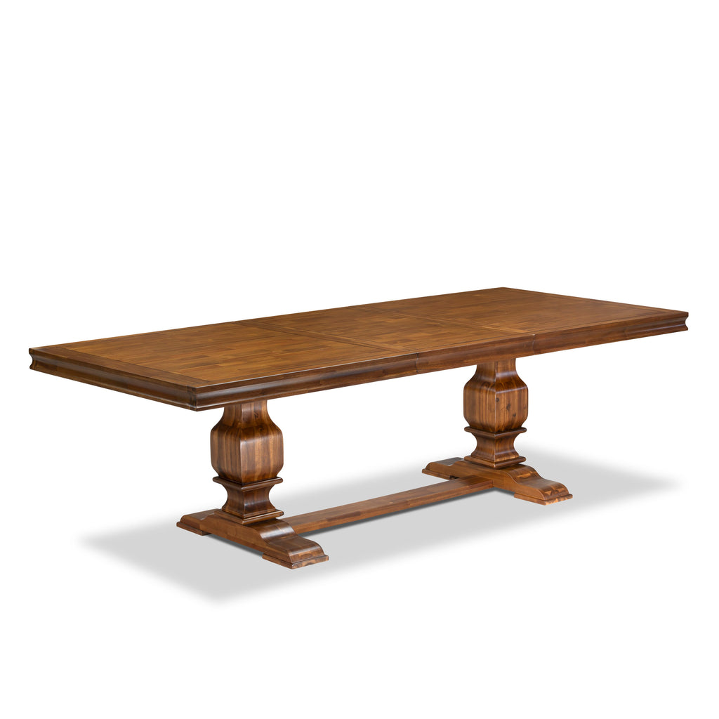 Luxe by East West Furniture NKVE7-AWA-04 7-piece Dining Table Set includes a Modern Dining Table and 6 Light Tan Linen Fabric Kitchen Chairs with Button tufted Back - Antique Walnut Finish