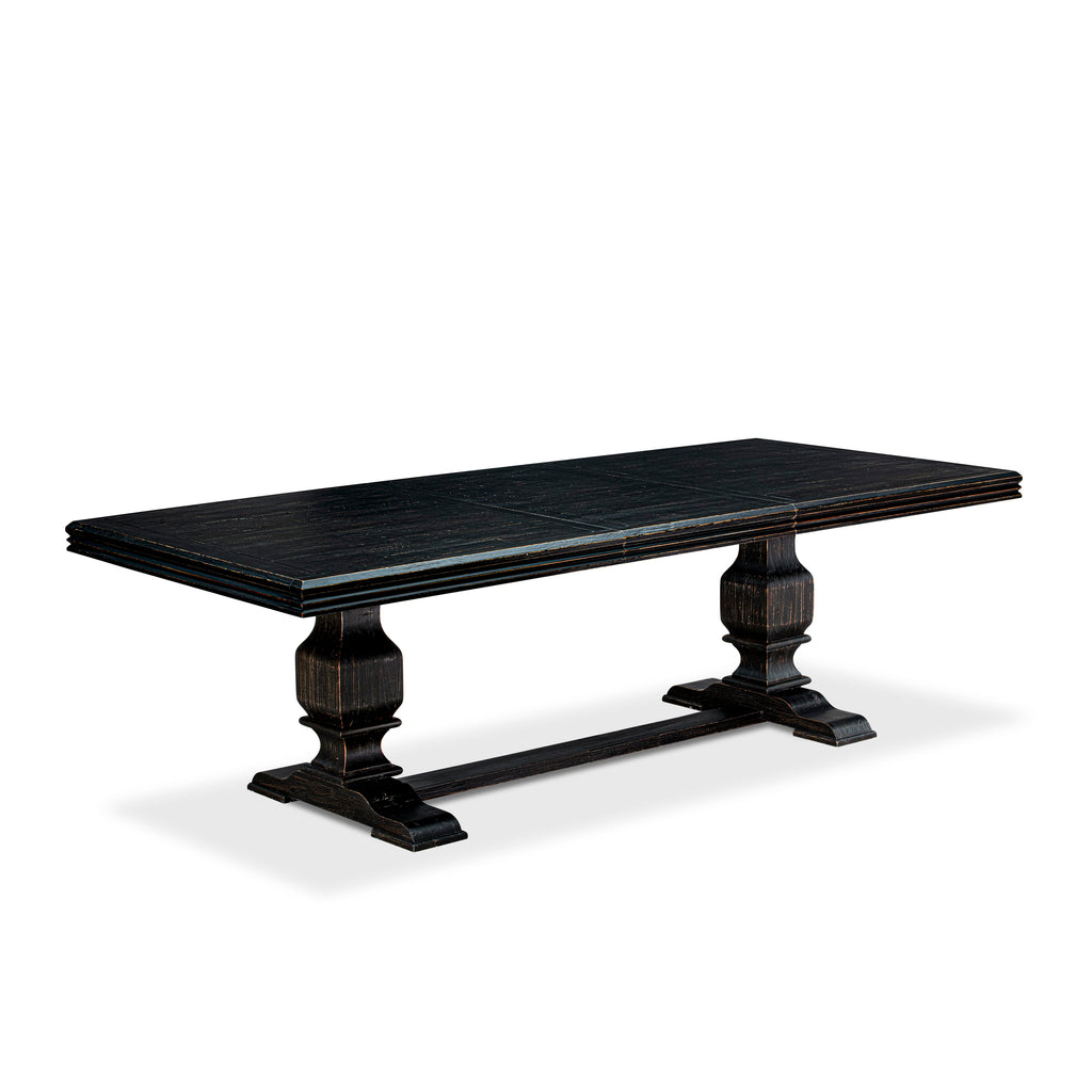 Luxe by East West Furniture - NKMA9-SBB-34 - 9-piece Dining Table Set consists of a Wooden Dining Table and 8 Dark Grey PU Leather Parsons Chairs with Button Tufted Back - Sand Blasting Black Finish