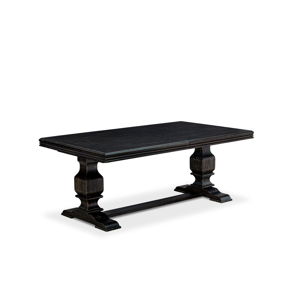 Luxe by East West Furniture NKDR9-SBB-24 - 9-piece dining table set consists of a kitchen table and 8 Black Linen Fabric dining chairs with Padded Chair Back - Sand Blasting Black Finish.