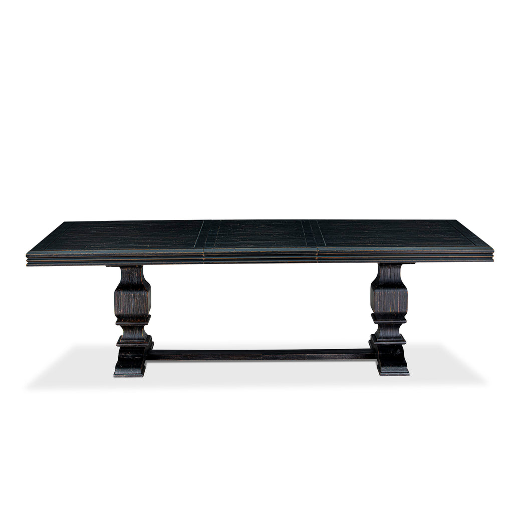 Luxe by East West Furniture NKDA9-SBB-13 9 Pieces Dining Table Set Includes a Rectangle Table and 8 Platinum Gray Faux Leather Dining Chairs, Sand Blasting Black
