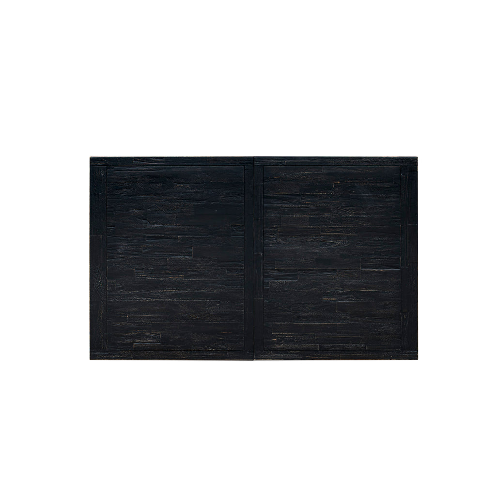 Luxe by East West Furniture NKFL7-SBB-21 - 7-piece dining room set consists of a wooden table and 6 Mineral Blue Linen Fabric dining chairs with Padded Chair Back - Sand Blasting Black Finish.