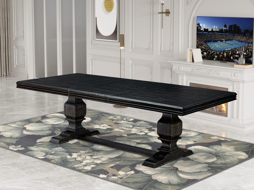 Luxe by East West Furniture NKLA9-SBB-47 9 Pieces Dining set consists of a Rectangular Kitchen Table and 8 Light Sable Linen Fabric Dining Chairs with Black legs - Sand Blasting Black finish