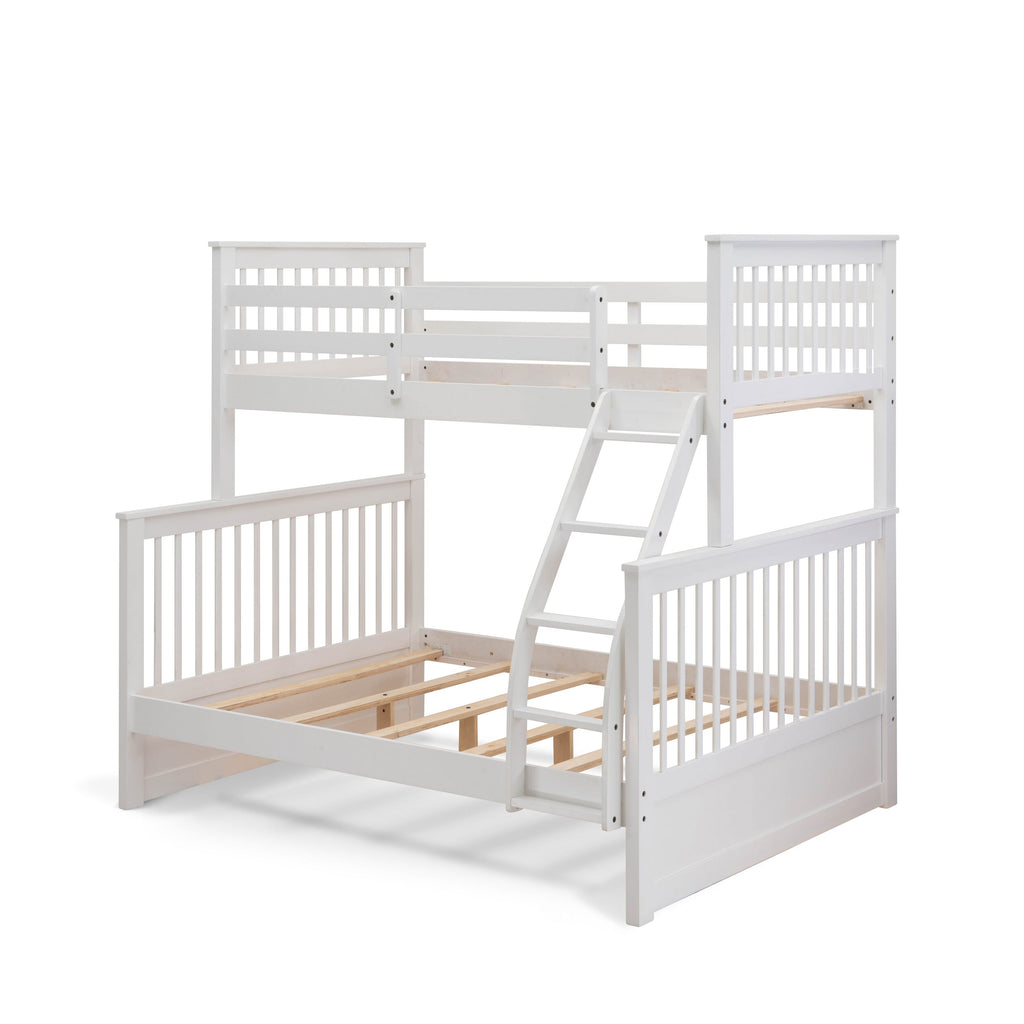East West Furniture Odessa Twin & Full Bunk Bed in White Finish