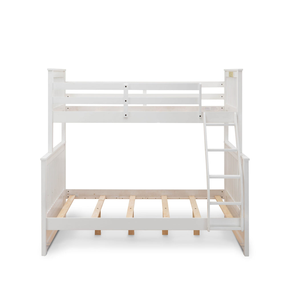 East West Furniture Odessa Twin & Full Bunk Bed in White Finish