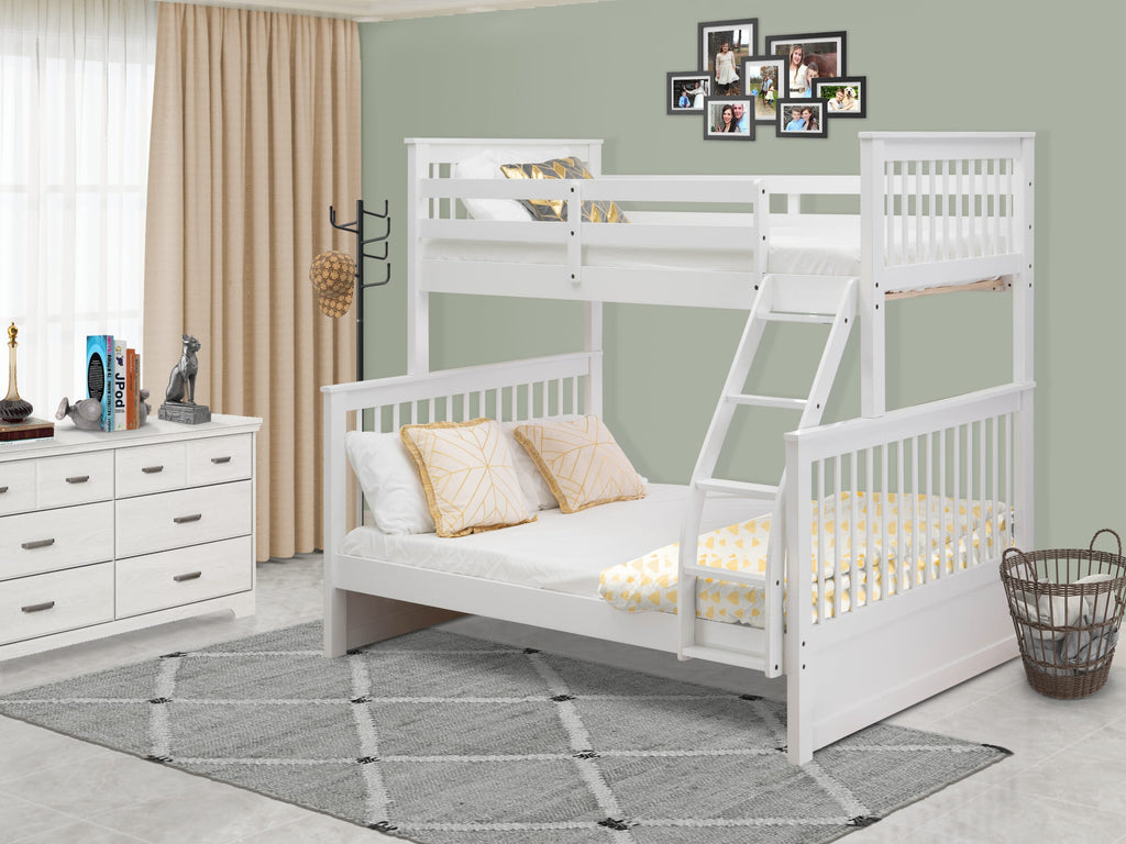 East West Furniture Odessa Twin & Full Bunk Bed in White Finish
