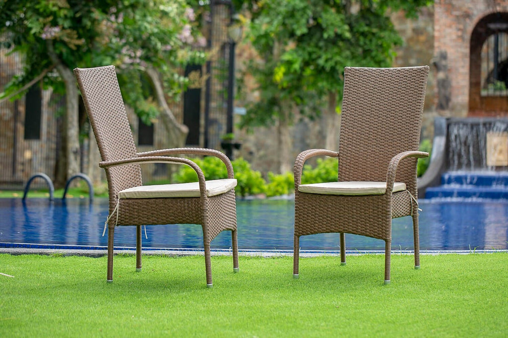 East West Furniture OSLC102A Oslo Patio Bistro Wicker Dining Chairs with Cushion
