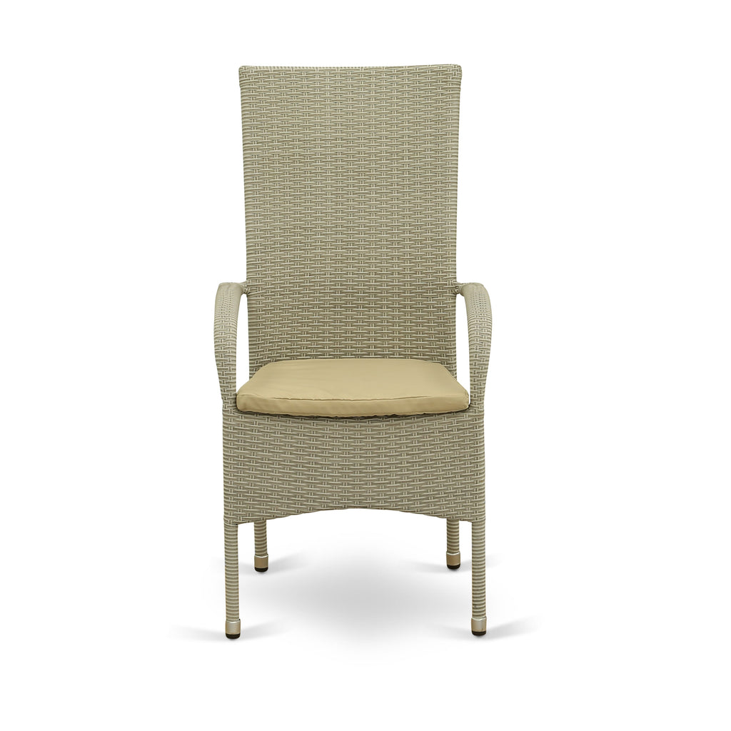 East West Furniture OSLC103A Oslo Outdoor Wicker Dining Arm Chairs with Cushion