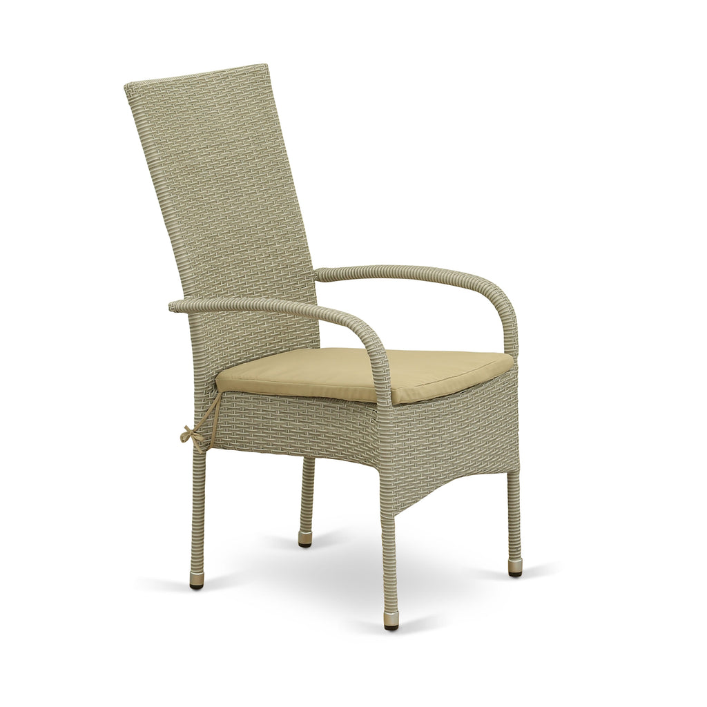 East West Furniture OSLC103A Oslo Outdoor Wicker Dining Arm Chairs with Cushion