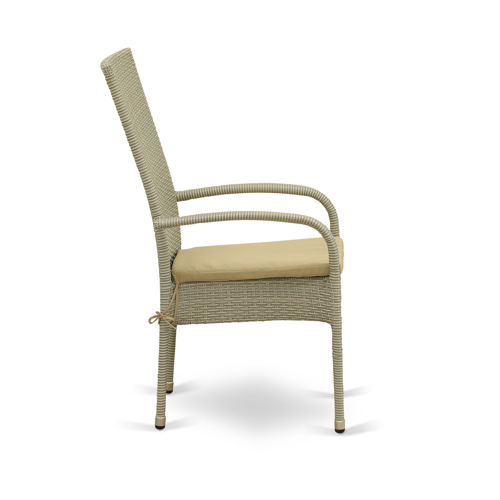 East West Furniture OSLC103A Oslo Outdoor Wicker Dining Arm Chairs with Cushion